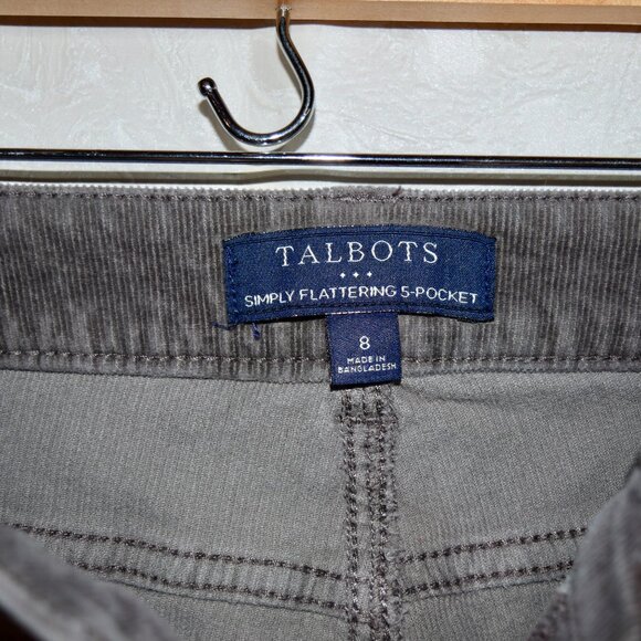 Talbots Straight Leg Corduroy Pants | Women's Size 8 | Gray Stretch - Picture 3 of 5